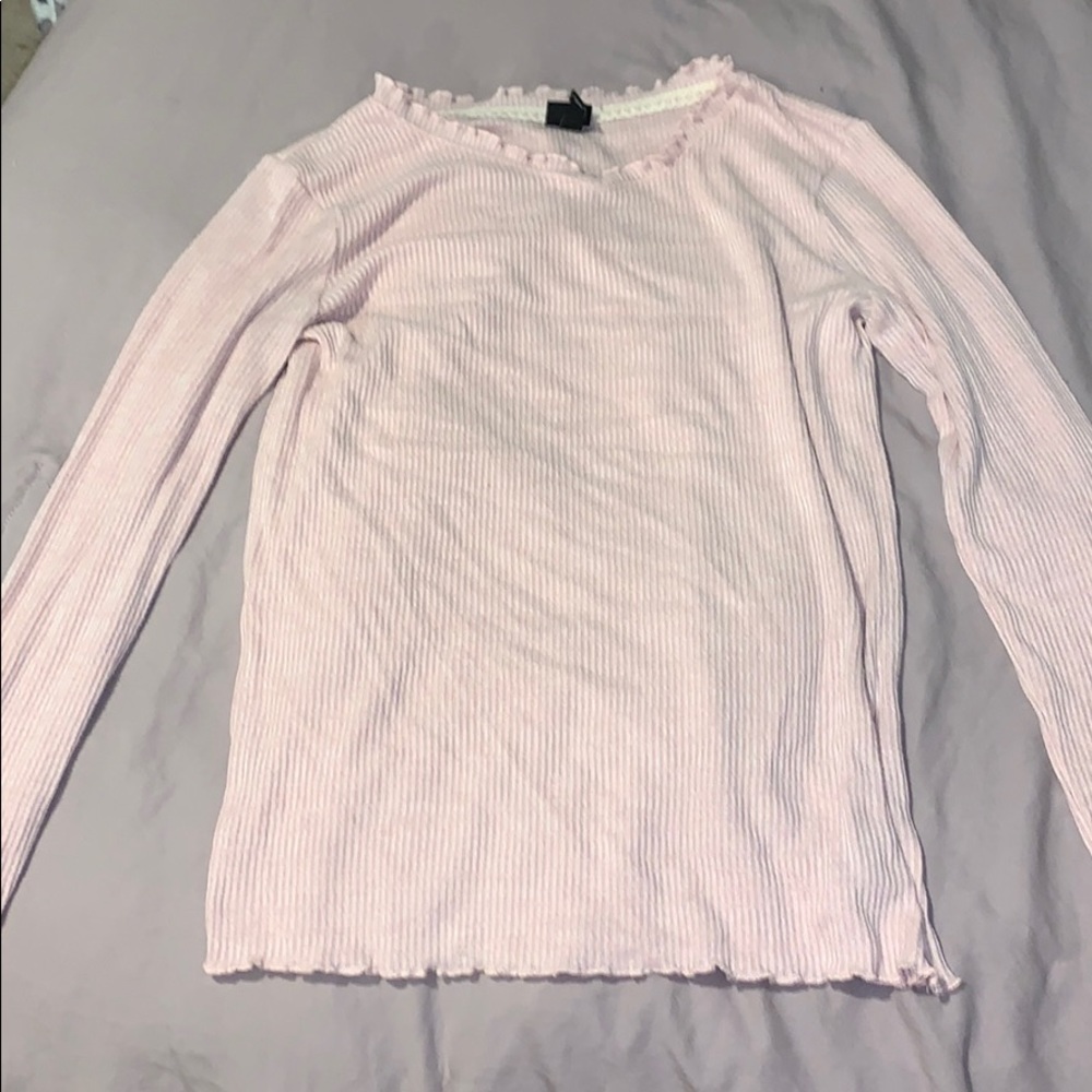 pink ruffle long sleeve top